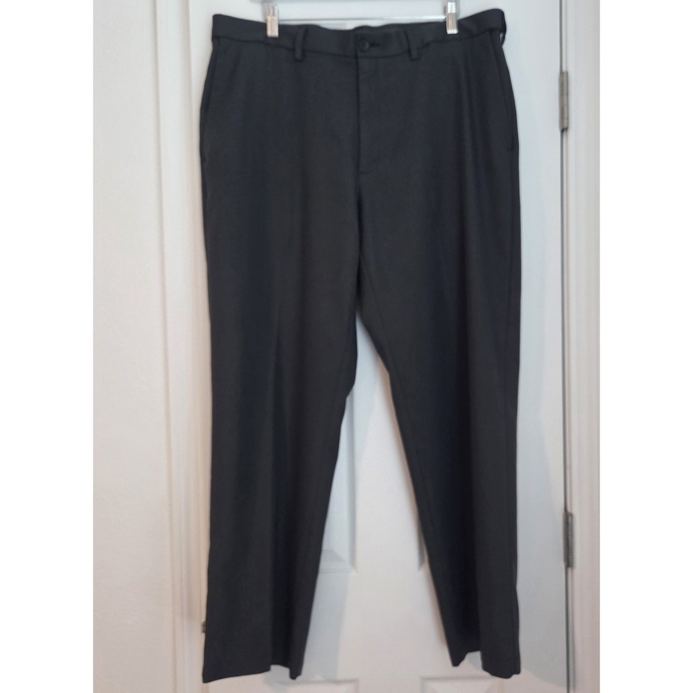Haggar Cool 18 Pro Gray Classic Fit Flat Front Straight Pants 38x28 Business